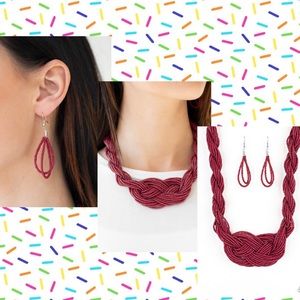 Burgundy seed bead necklace
